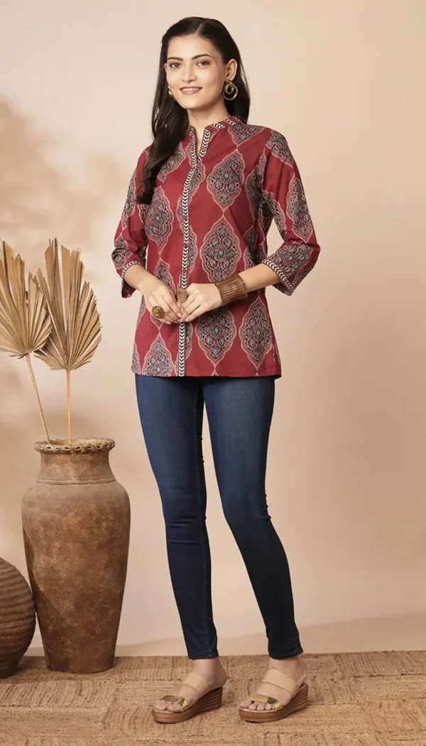 Dark Red Traditional Patterned Shirt